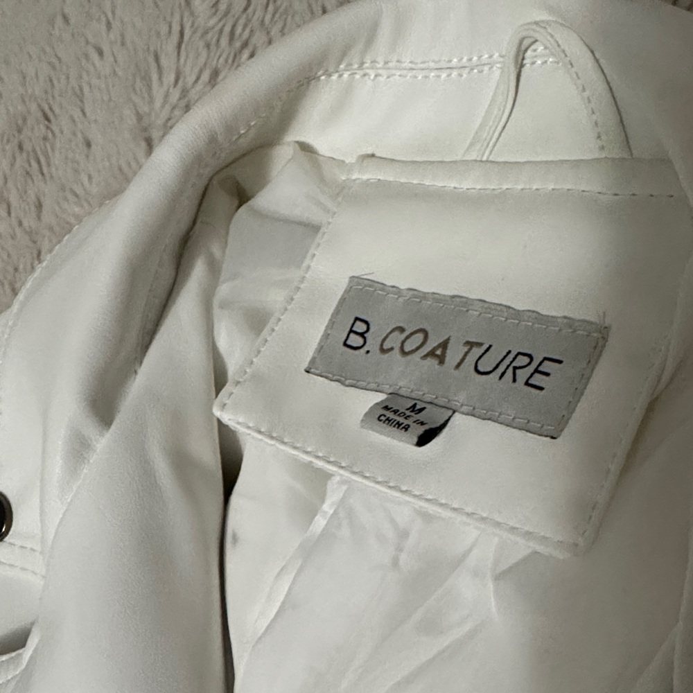 Faux Leather Fringe White Moto Jacket - M - Picture 12 of 16